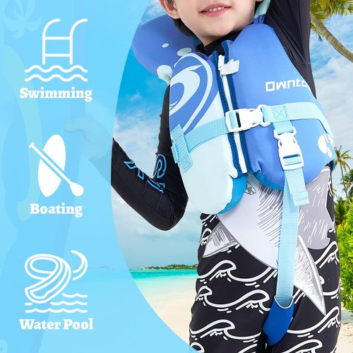 Owntop Toddler Swim Vest Kids Float Jacket Swimming Aid for Children 20-30-40-50 lbs with Adjustable Safety Straps Age 1-6 Years
