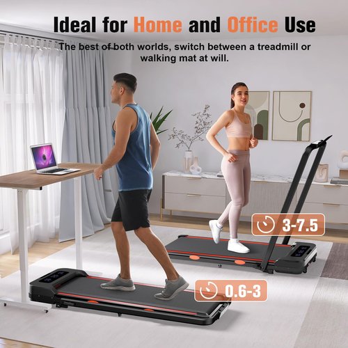 HONRISE Smart Walking Pad Treadmills for Home, Quiet Treadmill with Incline, Under Desk Foldable Treadmill, 320lbs Weight Capacity, Walking or Running for Home Office (Black/Red)