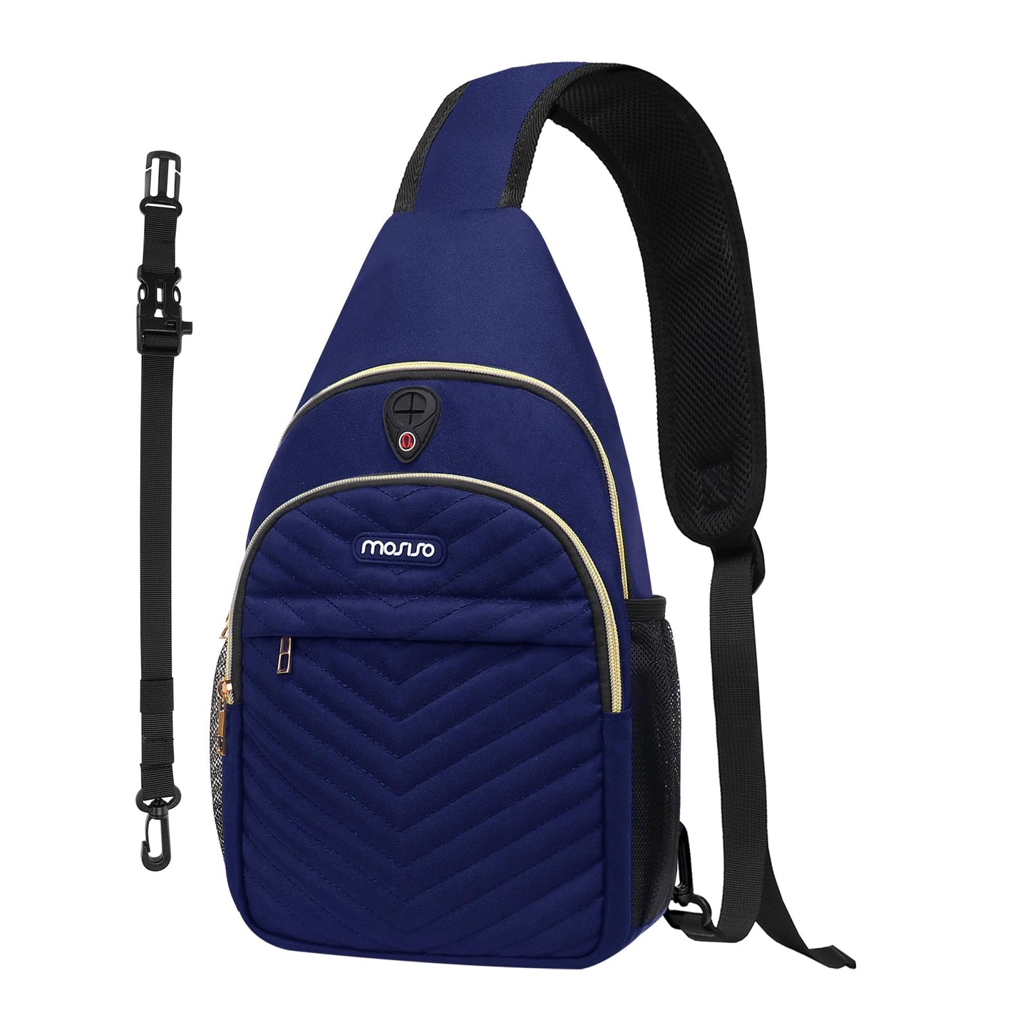MOSISO Sling Backpack Small Hiking Daypack, Quilted Crossbody Sling Bag with Removable Strap One Shoulder Chest Bag, Navy Blue