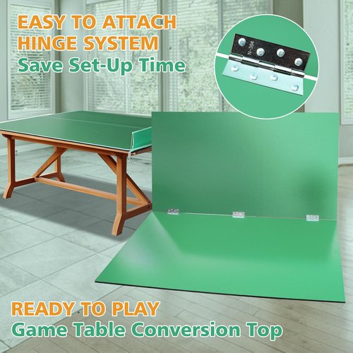 AOKUNG Ping Pong Table Top, 7×4FT Mid-Size Foldable Ping Pong Table Topper for Pool Table, Indoor Table Tennis Conversion Top w/Net & Premium Foam Padding, Lightweight and Portable-Green