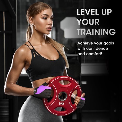 HTZPLOO Workout Gloves for Men Women,Weight Lifting Gloves for Exercise, Gym Training, Fitness,Breathable and Excellent Grip (Purple, Medium)