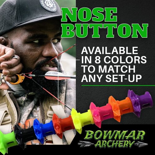 Bowmar Archery Nose Button, Extremely Light Weight, Creates Consistent Anchor Point, Two Sizes Included (Green)