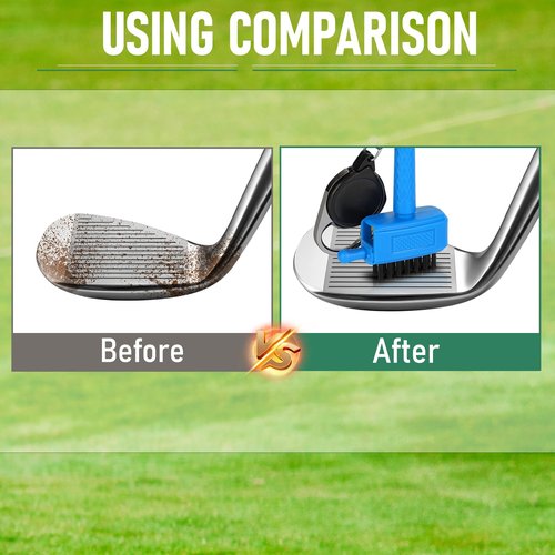 Mini Golf Club Brush with Retractable Clip Hard to snag on Bag Easy to Carry Save More Space Must Have Golf Accessories A Warm Golf Gift Suit for Kids/Men/Women/Elders (Blue)