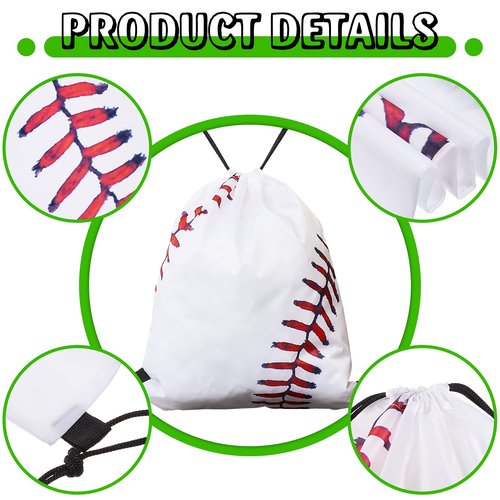 Frienda Baseball Drawstring Backpack Bag Baseball Drawstring Party Favor Bags for Gym Sports Teams(12 Pieces)