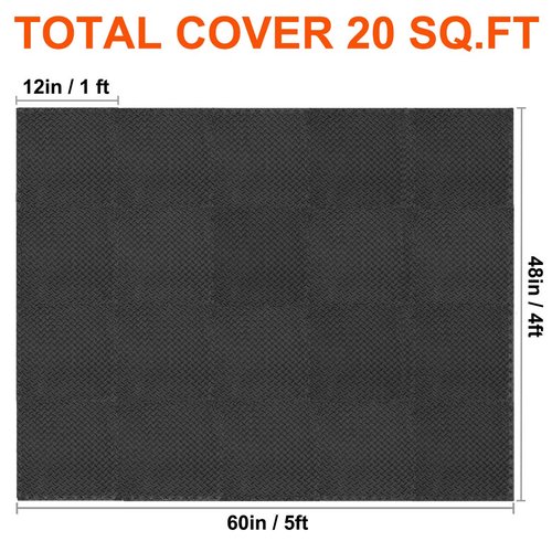 Walsai Exercise Mats Puzzle Foam Mats Gym Flooring Mat Cover 20 SQ.FT Interlocking Foam Mats with EVA Foam Floor Tiles for Home Gym Equipment Workouts (20pcs Black Exercise Mats)