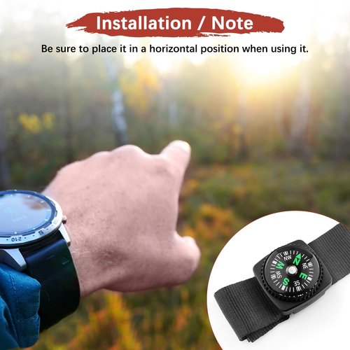 TIXIPEM 20mm Slip-On Wrist Compass [15PCS] - Hard Shell Liquid Filled Button Compass Survival Paracord Bracelet for Hiking - [Black] Outdoor Accessory