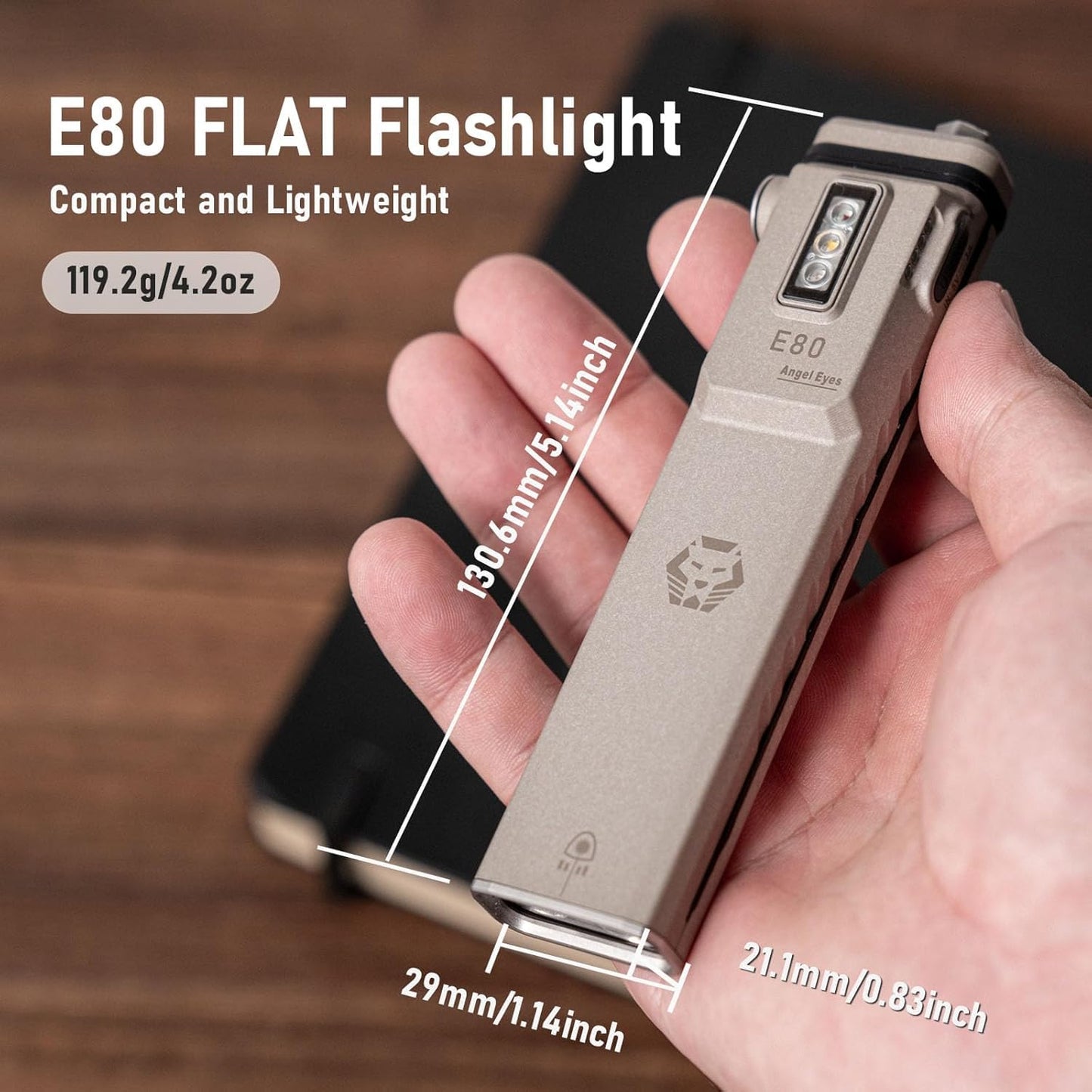 RovyVon Angel Eyes E80 Flat EDC Flashlight, 1800 Lumens Pocket Flashlight Rechargeable, Combines with Green Laser, UV, Red and White Light, 3000 mAh Battery, Marble