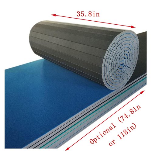 Indoor Gymnastics Track Exercise Mat - Grippy Carpet Top, Sturdy Foam for MMA, Cheerleading, Fitness - Roll Out Design for Easy Setup