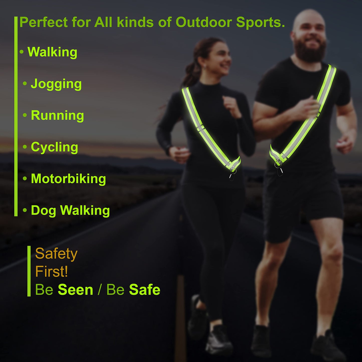 HiVisible | Reflective Sash for Walking at Night Adjustable Safety Sash for Men Women Kids Reflective Belt Sash for Running Walking Biking