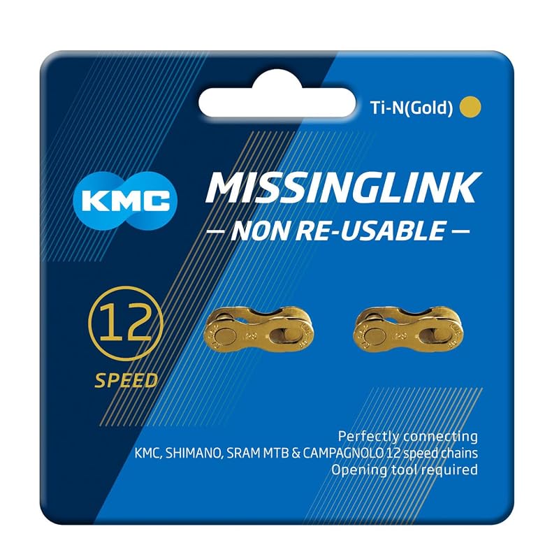 KMC Unisex Missing Links 12NR Gold Bicycle Chain Link (12 Speed) - Variation Gold