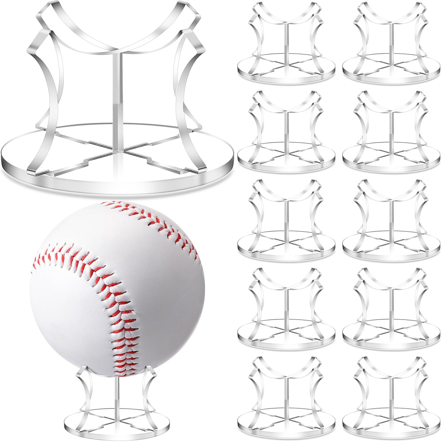Mudder 12 Pack Baseball Display Stand, Acrylic Ball Display Holder Transparent Sports Balls Stand Holder Rack for Baseball, Golf Balls, Tennis Ball, Softball, Home Office Collection