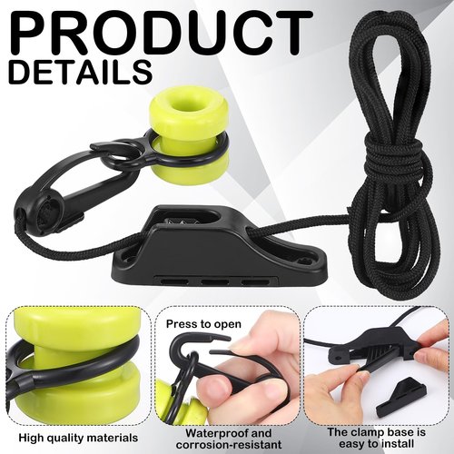 WinnerWhy 2 Pcs #3025 Downrigger Weight Retriever Fairlead Cleat with 78 inches Cord for Trolling and Deep-sea Fishing