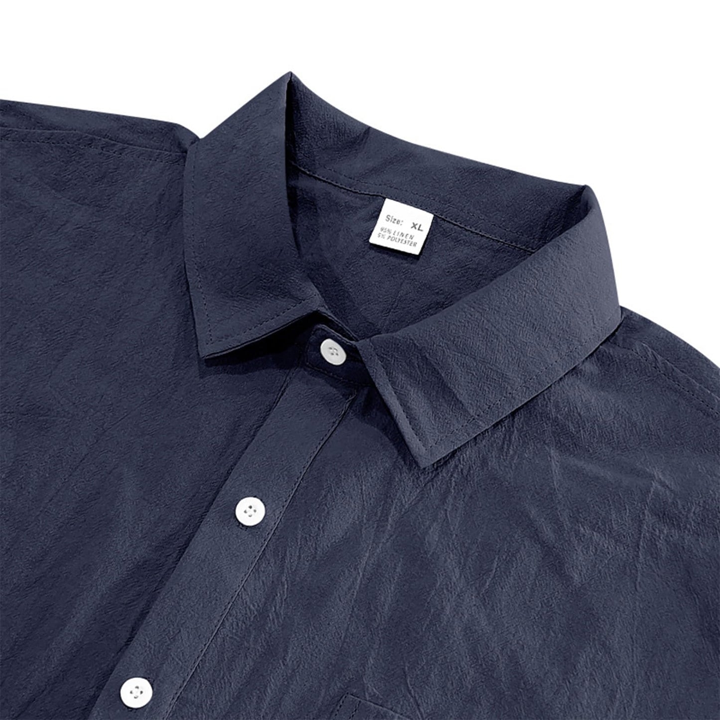 Men's Linen Button Down Shirts Short Sleeve V Neck Solid Collar T-Shirt Fitted Casual Tops Summer Tees Formal Shirt Blue