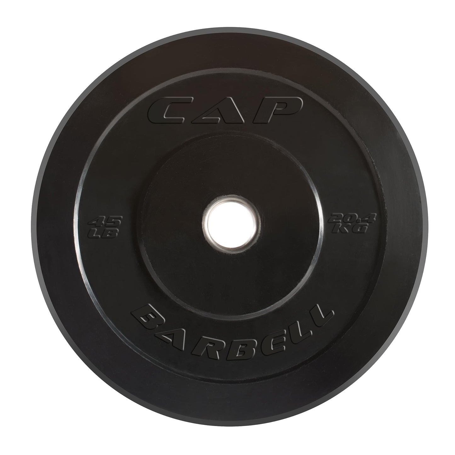 CAP Elite 45 lb Single Olympic Bumper Plate, Medium Bounce Virgin Rubber Weight Plate with Stainless Steel Anchored Hub, 2-Inch Olympic Barbell Compatible for Strength Training, Weightlifting & Home Gym Workouts.