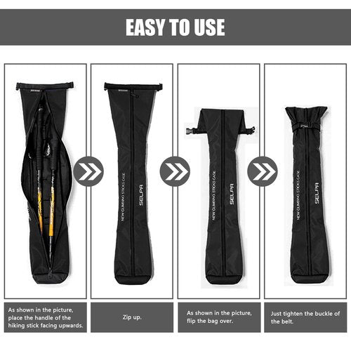 Chris.W Portable Trekking Pole Carrying Bag Storage Bag Pouch with Zipper for Walking Stick Hiking Poles Travel Case(Black)