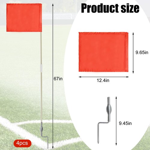 SAWHOX Soccer Corner Flags Set of 4, 67-Inch Portable Football Field Corner Flags for Soccer Rugby Field Hockey