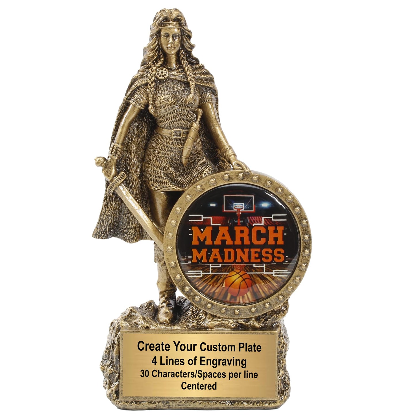 Decade Awards Personalized Female Champion March Madness Trophy - Custom Engraved Warrior Woman Award - Tournament Bracket Winner or Champion Recognition - Customize Now (MM-6.75 Inch)