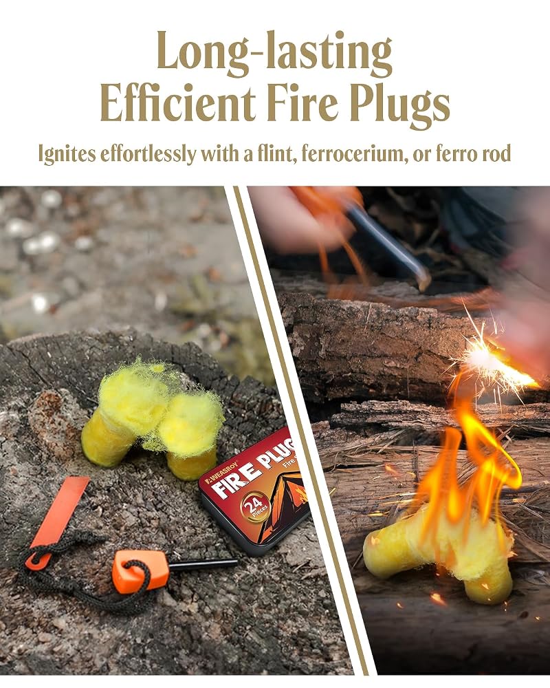 Fire Plugs Fire Starters 24pcs Waterproof Long-Burning Windproof Survival Tools Variation of THIS listing