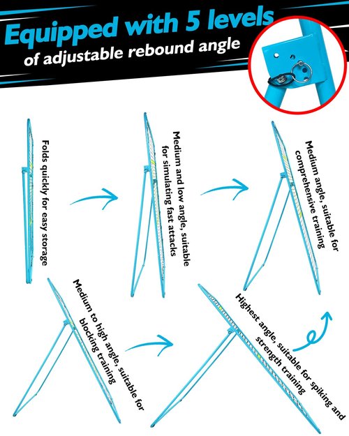 7x4FT Volleyball Rebounder Net Set with Training Accessories, Portable Bounce Back with 5 Adjustable Angles for Practice Volleying, Bumping, Spiking - Easy Set Up with Volleyball and Travel Bag