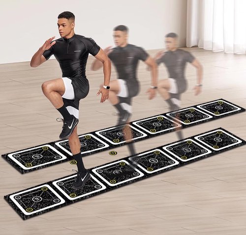 HUAGHEE Rubber Agility Ladder 15 Ft Non-Slip Speed Agility Training Ladder for Soccer Footwork Training，Flat Agility Ladder for Children's Physical Training Equipment (15 ft)