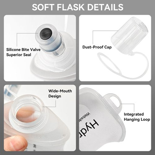 CXWLJL 500ml Soft Flask Soft Water Bottle for Running, Hiking, Travelling, Cycling and Climbing - 2Pcs White