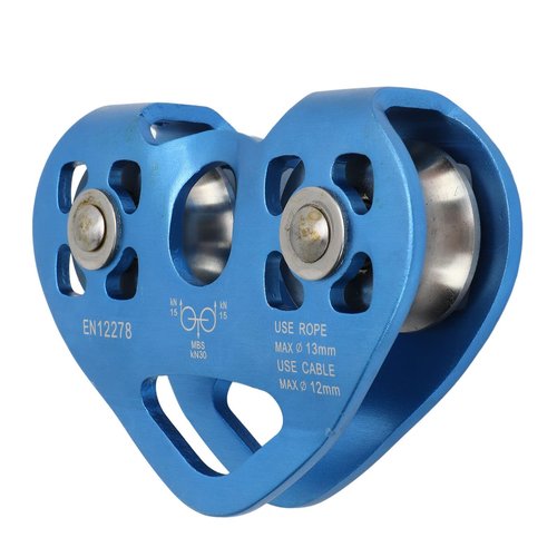 ZJchao Double Pulley Block, Cable Pulley Kit, Aluminum Alloy Slackline Kit for Climbing with High Strength (Blue)