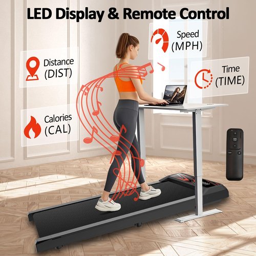 Maicifi Walking Pad Treadmill with Incline - Under Desk Treadmill 2.5HP Low Noise,Portable Treadmills for Home, 2 in 1 Folding, Remote Control with LED Touch Screen 265Lbs Weight Capacity