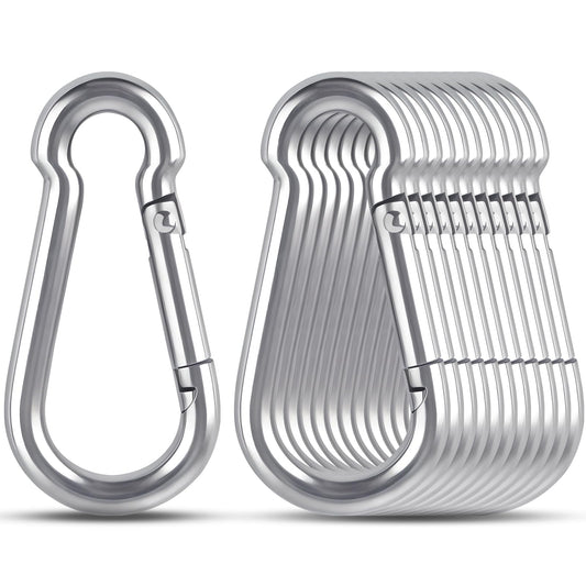 KATUMO 12PCS 2 inch Carabiner Clip, 304 Stainless Steel Spring Snap Hook, Small Metal Clips for Key Chain/Flag/Feeders/Dog Leash/Camping/Hiking/Fishing/Hanging (12)