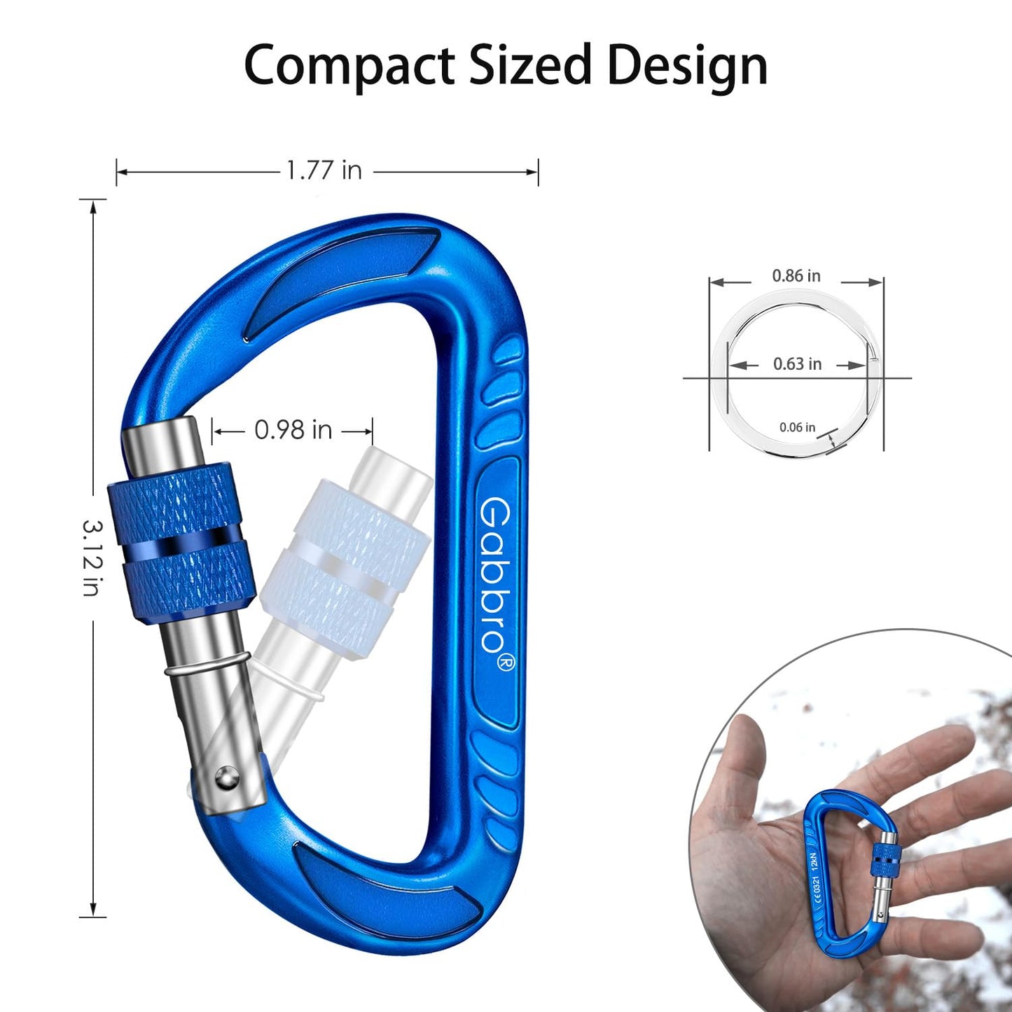 Gabbro Carabiner Clips Heavy Duty 12kN (2697 lbs), Wiregate Aluminum Lightweight Caribeener for Hammock, Hiking, Camping, Water Bottle, Dog Leash Harness, Keychains