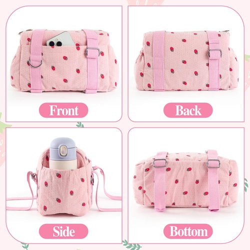 Mini Gym Bag For Women, Strawberry Print Gym Bags With Yoga Mat Holder, Cute Travel Weekender Overnight Duffle Bag For Girls Birthday Gifts, Not Yoga Mat