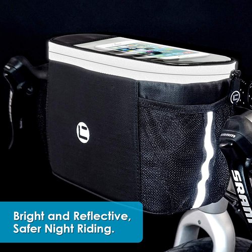 WOTOW Bike Handlebar Insulated Bag, Bike Front Phone Bag Cooler Storage Pouch With TPU Touch Screen Insulation Bicycle Frame Bag Strap On Cycling Accessories for Outdoor Hiking Travel Assistants