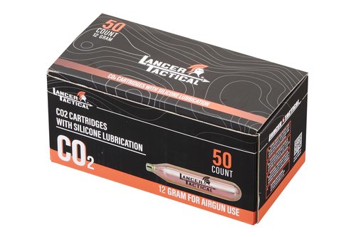 Lancer Tactical High Pressure 12 Gram CO2 Cartridges w/Silicone Oil for Airsoft/Airguns - (Pack of 50)