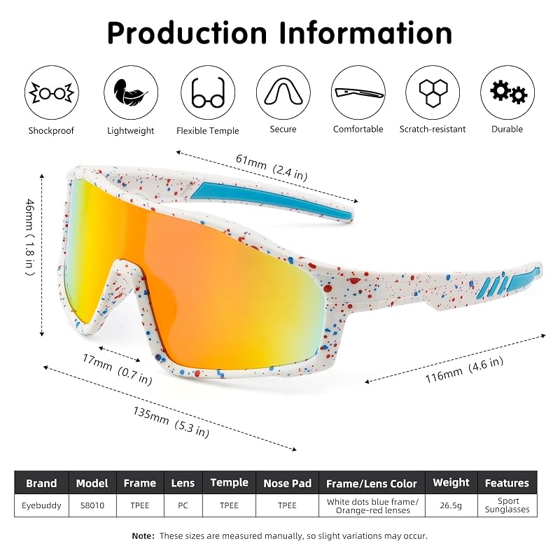 Kids Sunglasses UV400 for Boys & Girls Aged 6-12 - 2-Pack, Black/Blue Frame, 135mm Width
