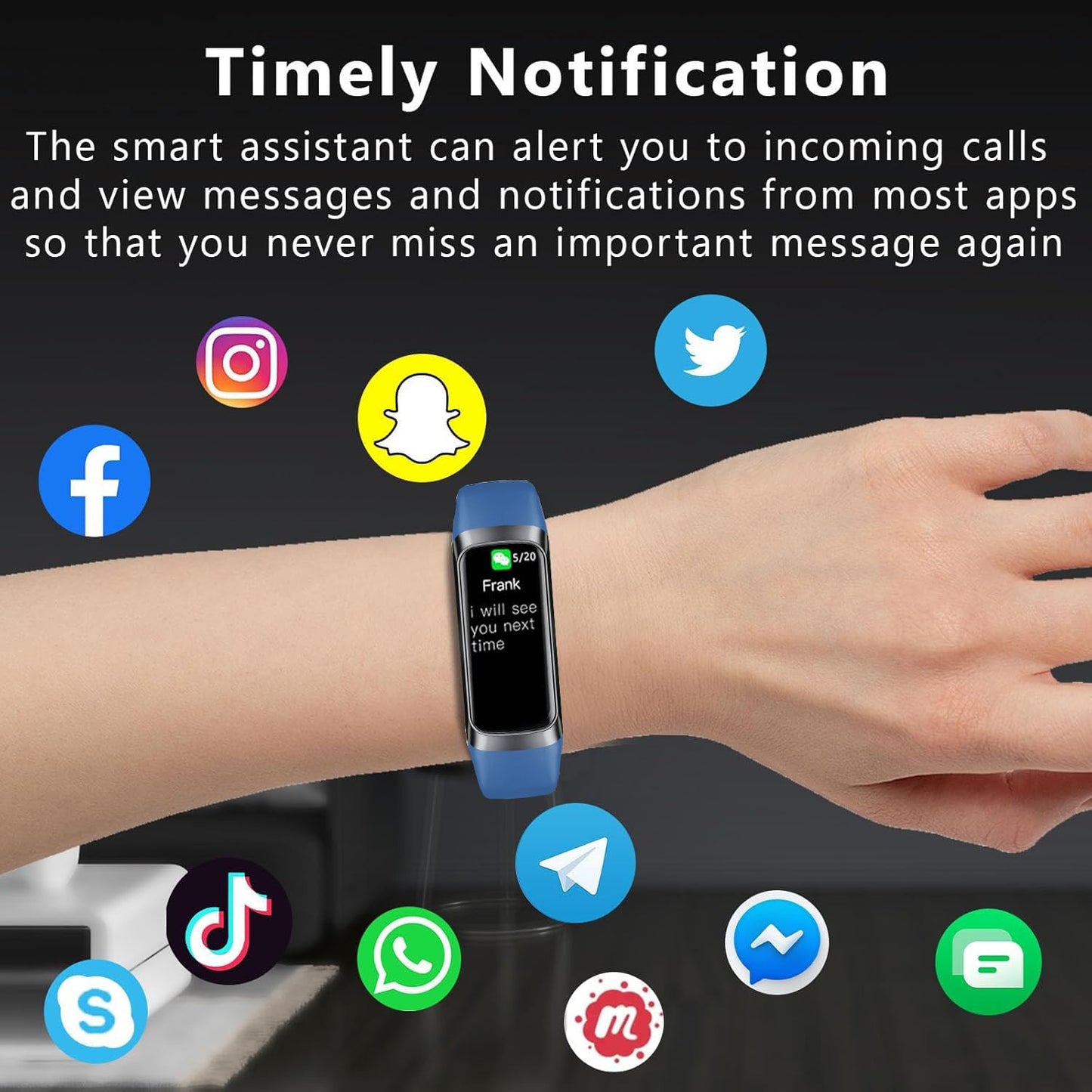 Fitness Tracker with Heart Rate/Blood Oxygen/Sleep Monitor, 20+ Sports Modes Smart Watches for Women/Men, Activity & Step Tracker Smart Watch for Android/iOS Phones (Blue)