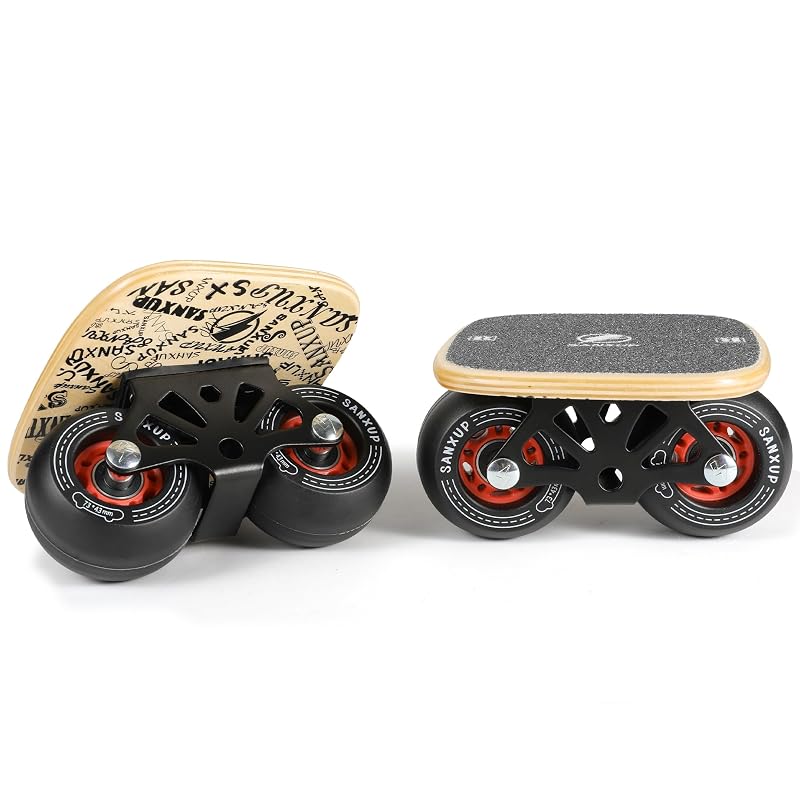 Sanxup Freeskates Black - Portable Roller Road Skates Plate with Aluminum Deck, Non-Slip, PU Wheels