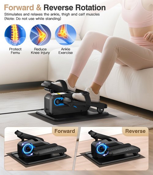 Under Desk Elliptical Machine,Ellipse Leg Exerciser Electric with Remoter,12 Manual Adjustable Speed and 3 Automatic Speed,Portable Seated Pedal Exerciser for Seniors,Adults,Home,Office, Black