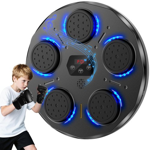 Dashsafe Music Boxing Machine for Adults and Kids, Smart Bluetooth Boxing Training Equipment with Gloves, Wall Mounted Workout Punching Machine Electronic LED for Home, Office, Gym, 9 Modes & 9 Speed