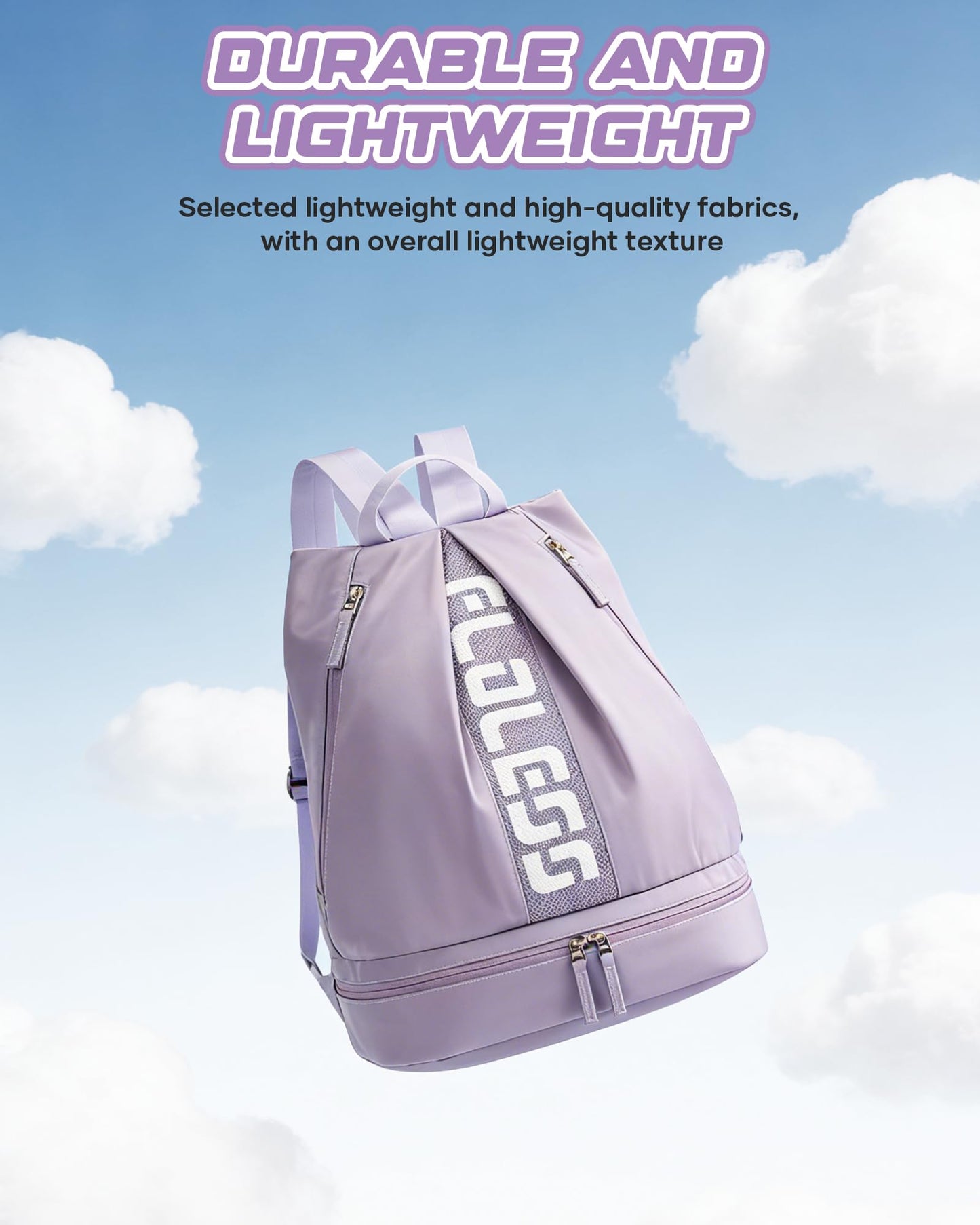 VENATIN Gym Backpack for Women with Shoe Compartment, Sport Backpack Casual Daypack for Girls, Small Cheer Bag Outdoor Leisure, Purple
