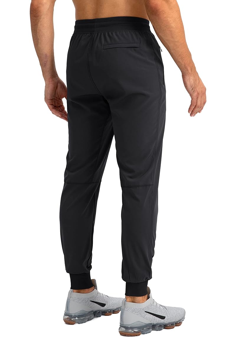 Pudolla Men’s Lightweight Jogger Pants - Black, Medium, Zipper Pockets