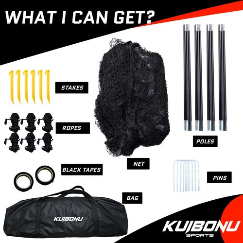KuiBonu Baseball Batting Cage Net - Batting Cages for Backyard 22x12x8ft Portable Baseball and Softball Batting Cages, Zipper Door with Pitching Machine Hole for Backyard Batting Training