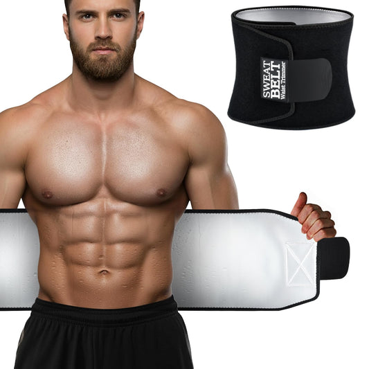 AMZBOSS Waist Trainer for Women & Men, Waist Sweat Band (Silver, M)