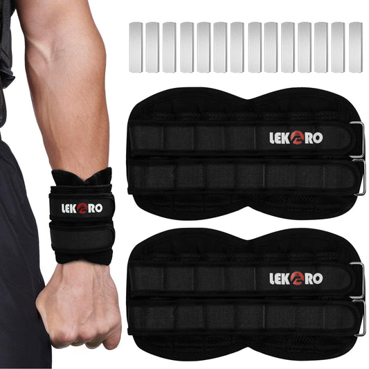 Ankle Weights Wrist Weights for Men Women, 1 Pair Adjustable Removable Steel Weighted Plates Arm Leg Weights for Walking Running Pilates, Fitness Weights