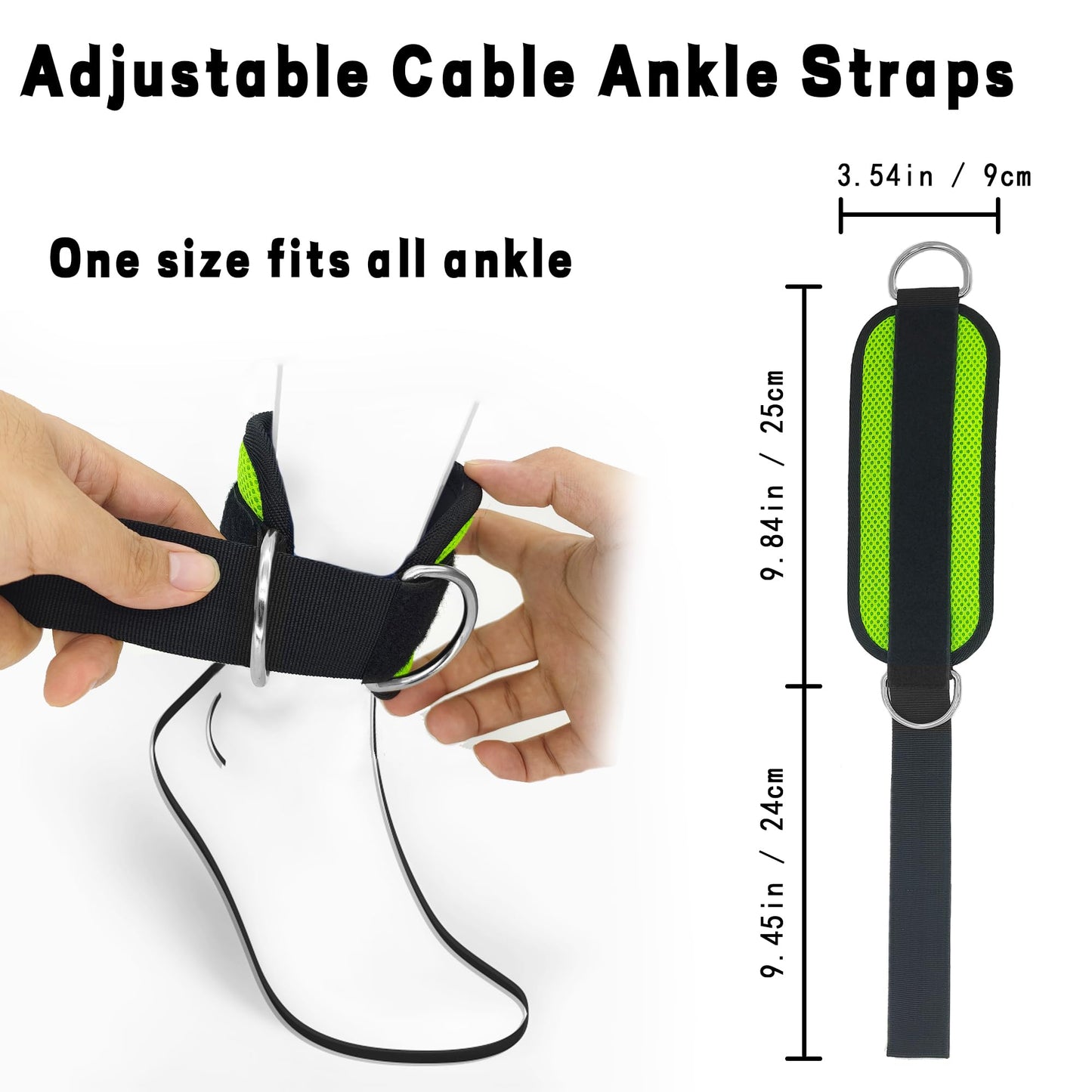 Langmeil 2Pack Comfortable Ankle Strap for Cable Machine, Fitness Work Out Cuff Attachment for Home & Gym, Booty Workouts Kickbacks, Leg Extensions, Hip Abductors Men Women(Green)