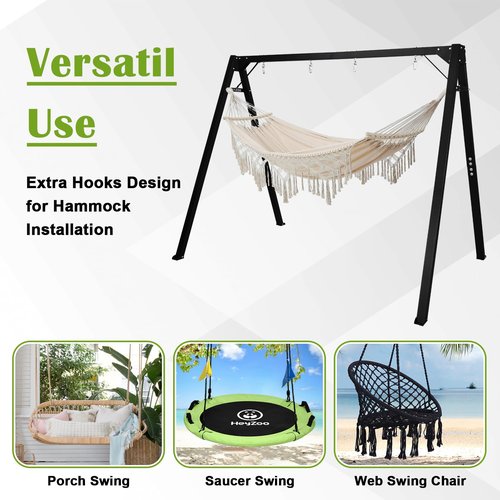Swing Stand Frame, 8FT Heavy Duty Swing Set Frame, 880 lbs Capacity Heavy-Duty Outdoor Playground Sets for Backyards, Patio, Lawn, Black