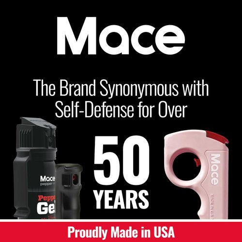 Mace Pepper Spray - Pocket Personal Spray, 0.21 oz, 12 Feet Range, Max Strength 10% OC Formula, Long Lasting UV Dye, Safety Lock, Self Defense Pepper Spray for Women & Men - Rose Gold