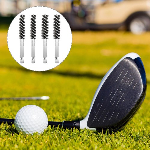 Nogeqi 4 Pack Golf Club Hosel Brush, Stainless Steel Wire Brush Cleaning Tool with Hex Shank Handle for Wood and Iron Golf Clubs, Compatible with Electric Drill