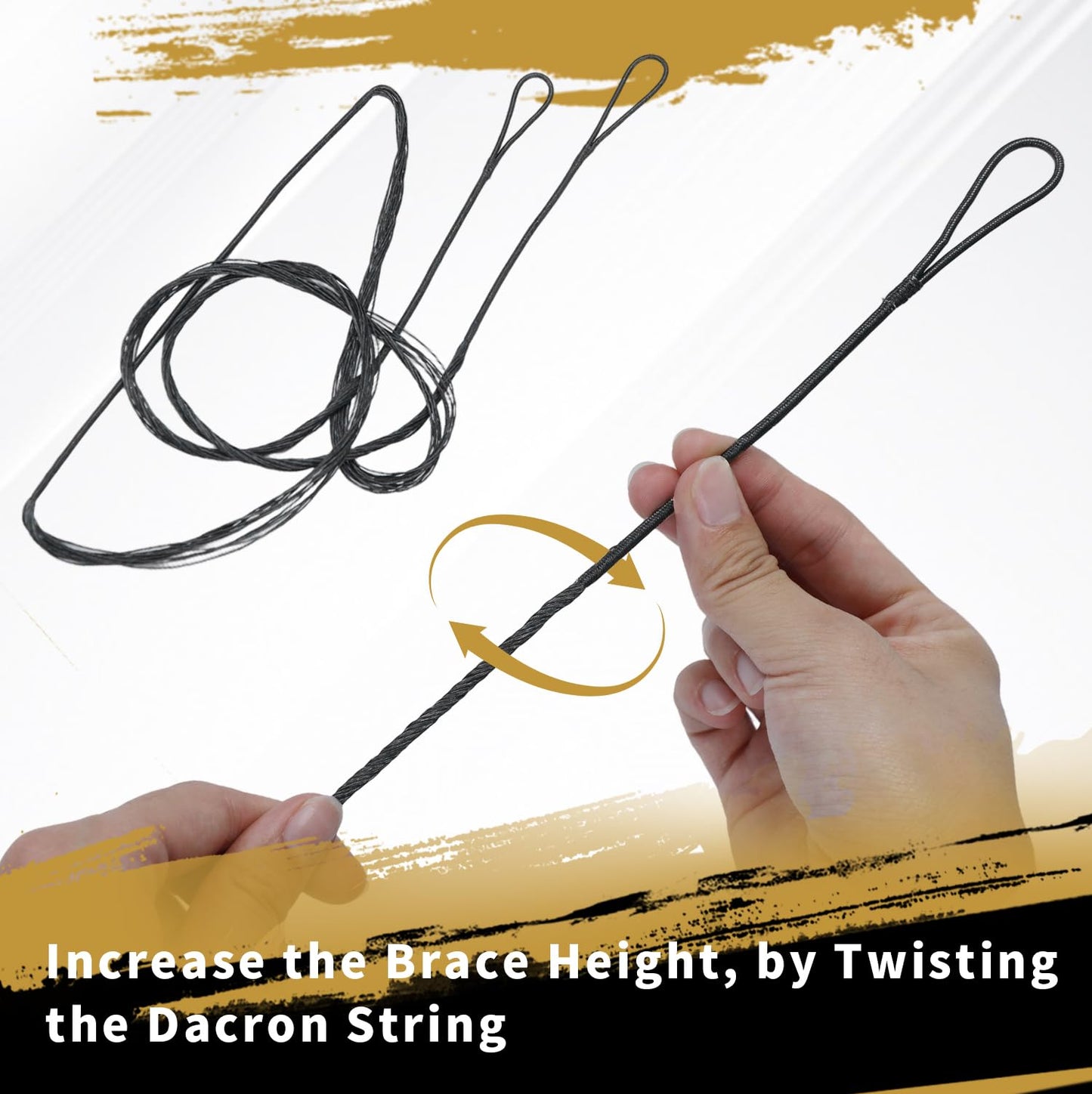 LWANO B55 Bow String,Replacement for Archery Recurve Traditional & Longbow Bowstring,12/14/16 Strands 48-70in,2 Brass Nocks Included (14 Strands (Recommended up to 50 lb), AMO 60"(Actual Length 56"))