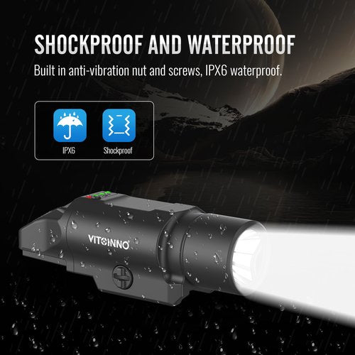 VITOINNO 1500 Lumen Tactical Flashlight is Compatiable with Picatinny Rail for Rifle, Weapon Light with Strobe & Momentary, 3 Adjustable Brightness Levels (High/Medium/Low)