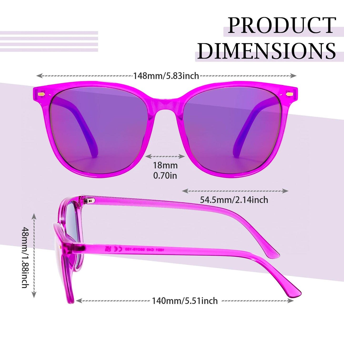 SIPHEW Mirrored Polarized Sunglasses for Women - Designer Oversized Square Beach Eyewear w UV400 Protection (A12-Dark Purple frame purple mirror Len)