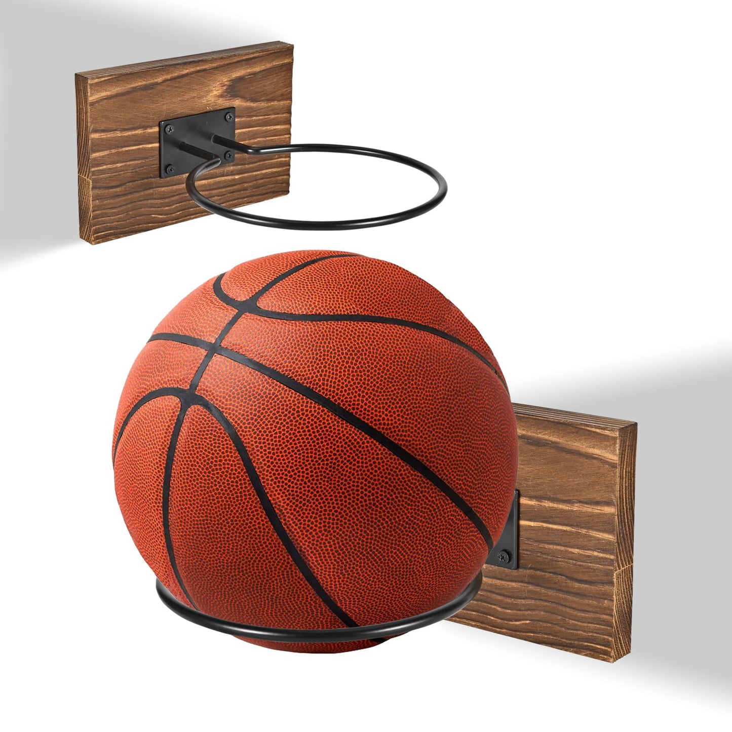 CRNHIGY Wall Mounted Basketball Hoops, Made of Solid Wood and Metal, can be Easily Installed, Suitable for Basketball, Soccer, Soccer Display Unit Storage